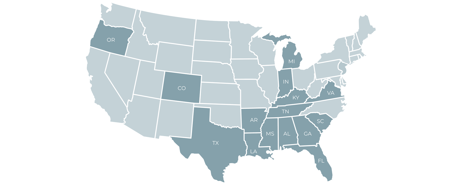 State Map of Areas Licensed